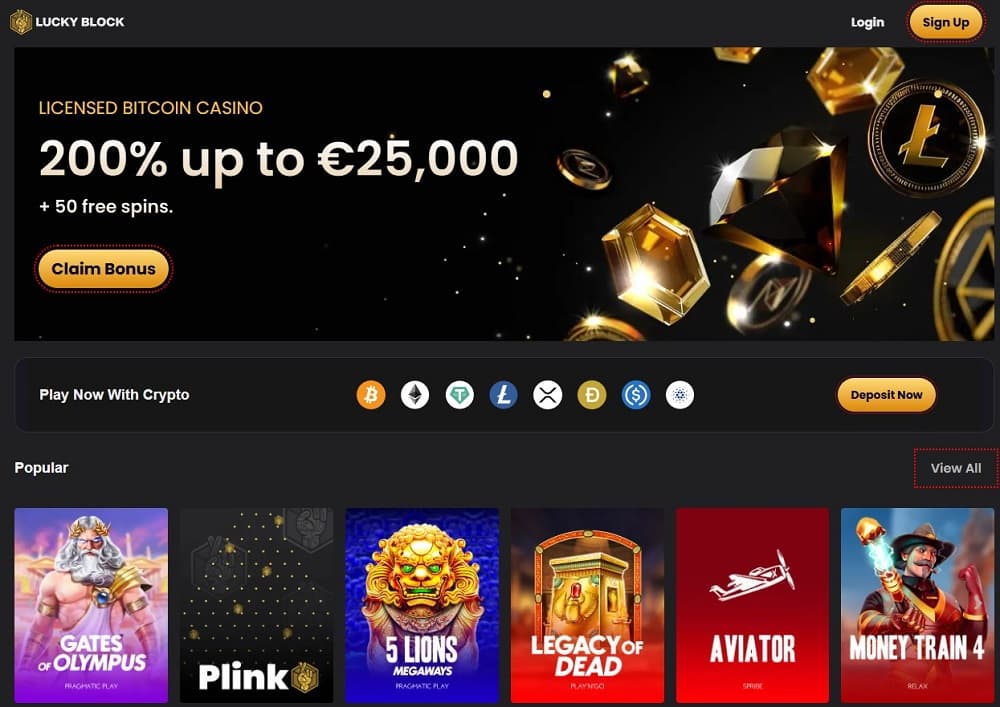Lucky Block Casino – crypto-friendly Australian casino offering instant payouts and privacy-focused gaming.